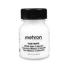 Mehron Hair White 30ml bottle with brush – temporary white hair makeup for costumes and theatre