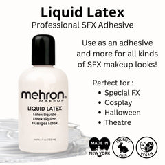 Mehron liquid latex in clear perfect for Halloween and Cosplay special fx