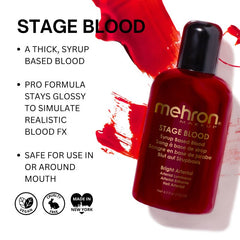 Mehron stage blood 133ml bright red syrup for realistic special effects makeup