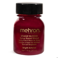 Mehron bright red stage blood 30ml with built-in brush for special effects makeup