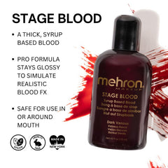 Mehron dark venous stage blood 133ml for Halloween and special effects makeup