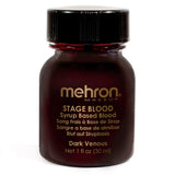Mehron dark venous stage blood 30ml with brush for SFX makeup and Halloween