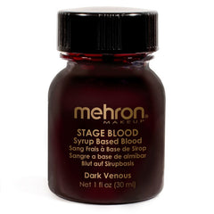 Mehron dark venous stage blood 30ml with brush for SFX makeup and Halloween