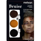 Mehron Tri-Colour Bruise Makeup Palette with 3 cream shades and applicator
