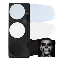 make up pallet by Mehron for skeleton using white, grey and black