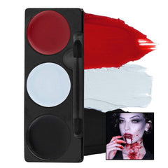 Mehron Vampire Tri-Colour Makeup Palette with red, black, and white cream colours