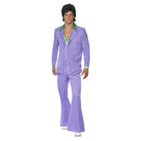 Mens 1970's Lavender Suit with flared pants, jacket, mock vest and shirt.
