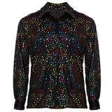 mens retro disco shirt black colourful print