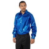 70s disco shirt blue sequin look