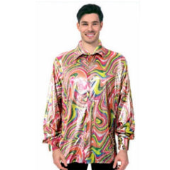 mens 70s disco shirt rainbow swirl