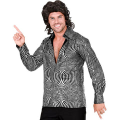 mens silver waves disco shirt 70s costume