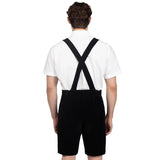 Back view of the Men’s Bavarian Lederhosen costume shorts by Leg Avenue, showing adjustable braces crossed at the back