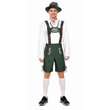Men’s Beer Man Oktoberfest Costume with Green Lederhosen, Hat and Socks