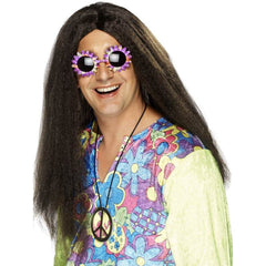 Men’s long dark brown hippy wig