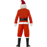 Back view of a Santa Claus costume on a white background