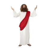 Mens Jesus costume with cream robe and red draped sash