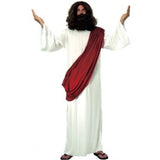 Mens Jesus costume, white robe with red  draping sash.