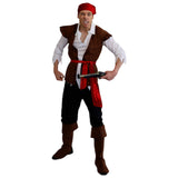 Men's Pirate Costume with brown vest shirt and bandana front view