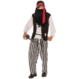 Men's Pirate Costume by Dr Toms with pirate shirt, striped trousers and head sash for Book Week
