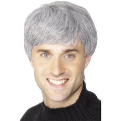 Men's Short Grey Corporate Wig in short back and sides style.
