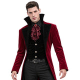 Close-up of men's vampire costume red coat and black vest detailing