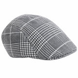Men's grey check vintage flat cap for 1920s, Gatsby and Peaky Blinders costumes.