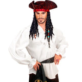 mens medieval pirate shirt white loose fit lace front