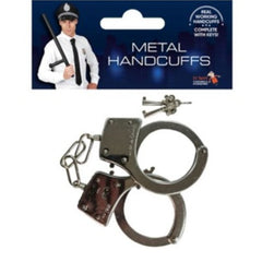 Metal Handcuffs - Dr Toms, silver with keys adult size.