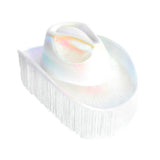 Metallic Cowboy Hat w/Fringing - White