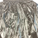 Close-up of a metallic silver fabric texture