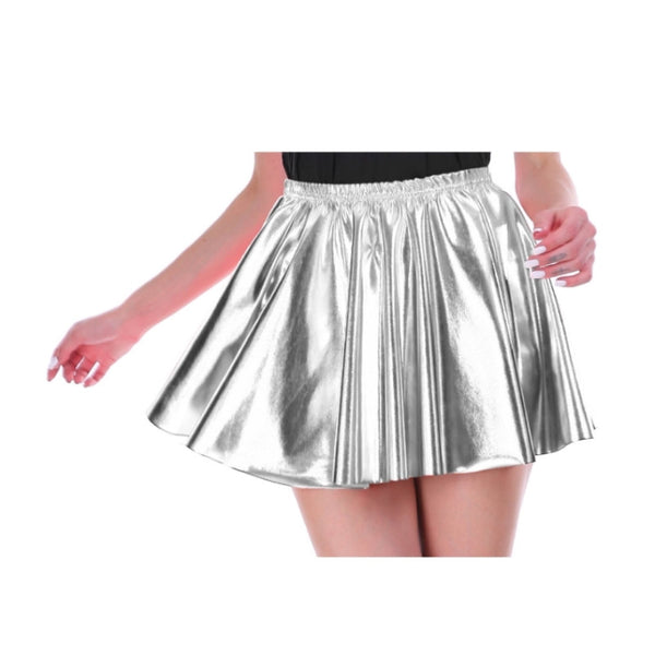 Metallic silver skirt with elastic waist for costumes