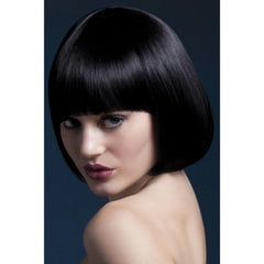 Mia Fever black bob wig with fringe, 25cm length
