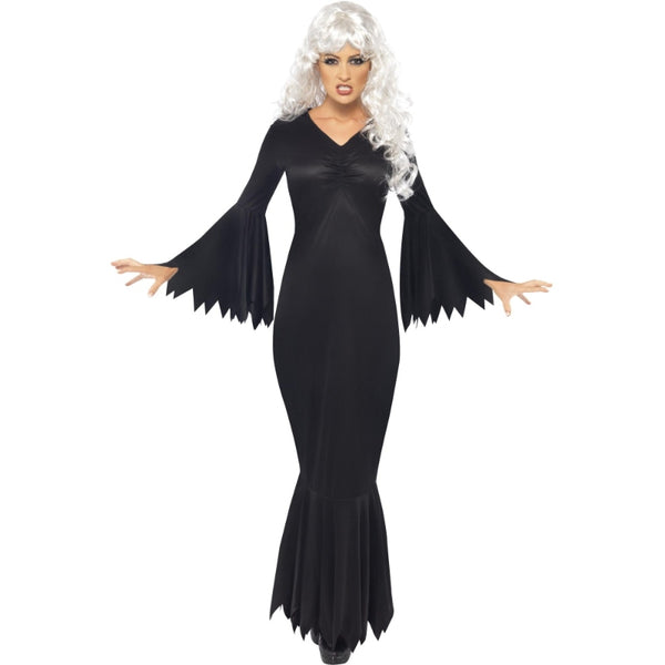 Midnight Vamp ladies black gown costume for Halloween and gothic themes
