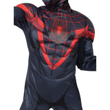 Miles Morales Deluxe Lenticular Costume Child, jumpsuit with padded chest and arms, spider lenticular at chest.