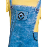 Minion dave child costume with printed jumpsuit.
