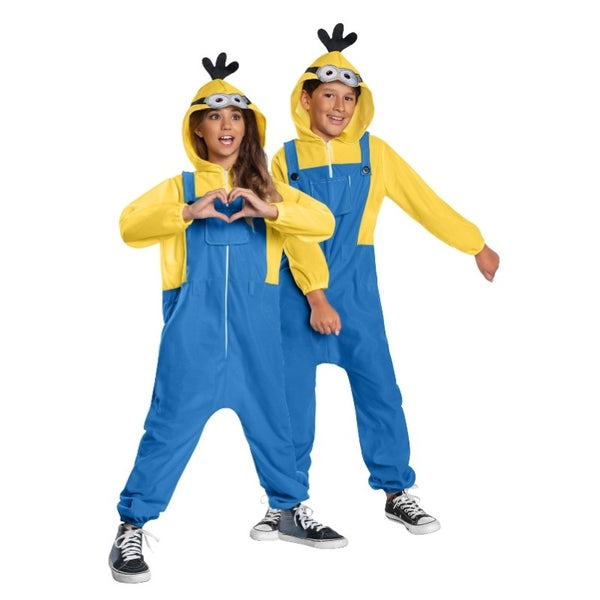 minions childs jumpsuit in polo fleece with hood.