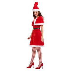Miss Santa Dress with Cape Costume, dress, hat, cape and belt.