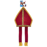 Adult mitre hat for religious themed performances with header card