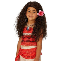 Moana Wig – Child size, featuring soft, wavy brown lengths and an attached foam flower for a character-accurate, island-inspired look.