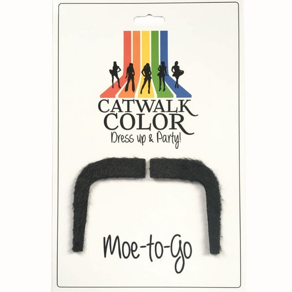 Moe - Fu Manchu, long 4 shape moe with full adhesive backing in two parts.