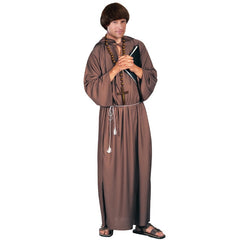 Brown adult monk costume with hood and rope belt – Dr Toms medieval robe