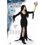 Mortifying Mistress ladies Halloween costume with dress and belt packaging