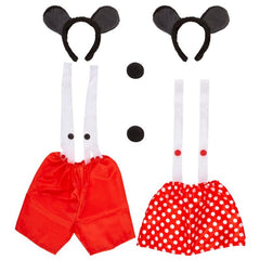 Mouse dress up set with ears, nose, skirt for women and shorts for men 