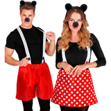 Mouse dress up set with ears, nose, skirt for women and shorts for men 