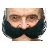 moustache busy black that defines gravity, large and swept up.
