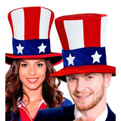 Mr. America top hat with stars and stripes patriotic design