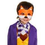 Mr fox boys costume showing orange and white felt mask