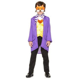 Mr Fox boys costume with purple jacket, gold waistcoat, scarf and felt mask – Book Week outfit
