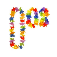 Multi Coloured Lei Set – tropical floral necklace, headband and wristbands for Hawaiian parties