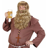 Blonde Multicharacter Beard and Wig Set with long curly hair and moustache
